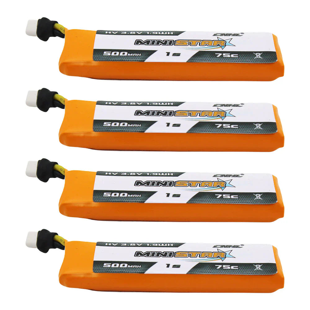 CNHL MiniStar HV 1S 500mAh 3,8V 1S 75C Lipo-Akku mit BT2.0-Stecker (4 Stück)