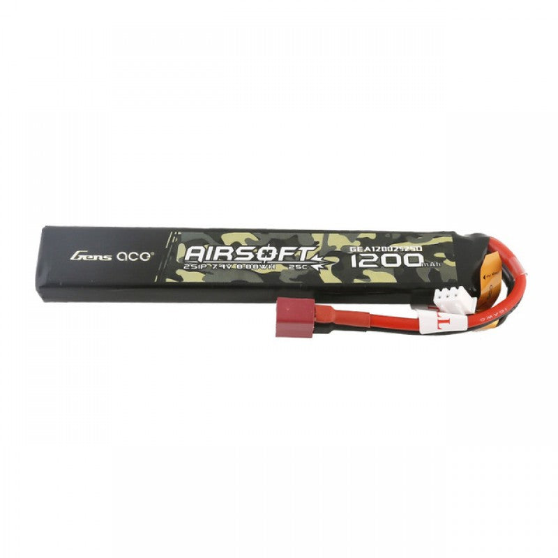 Gens Ace 25C 1200mAh 2S1P 7,4V Airsoft Gun Lipo Akku mit T-Stecker - LiPo24.de