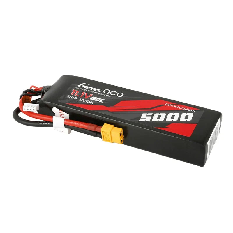 Gens Ace 5000mAh 11.1V 60C 3S1P Lipo mit XT60 Stecker - LiPo24.de