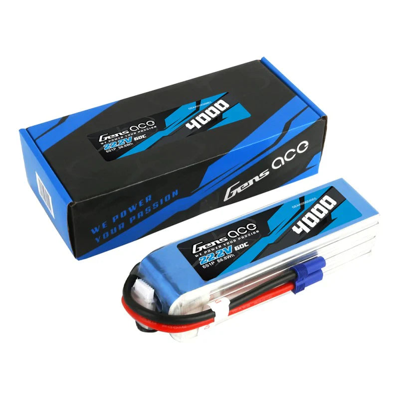 Gens Ace 4000mAh 22,2V 60C 6S1P Lipo Akkupack mit EC5 Stecker - LiPo24.de