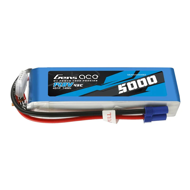 Gens Ace 5000mAh 14,8V 45C 4S1P Heli Lipo Akku mit EC5 Stecker - LiPo24.de