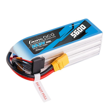 GensAce G-Tech 6S LiPo Akku 5600mAh 80C 22,2V 6S1P Lipo-Akkupack mit XT90-Stecker