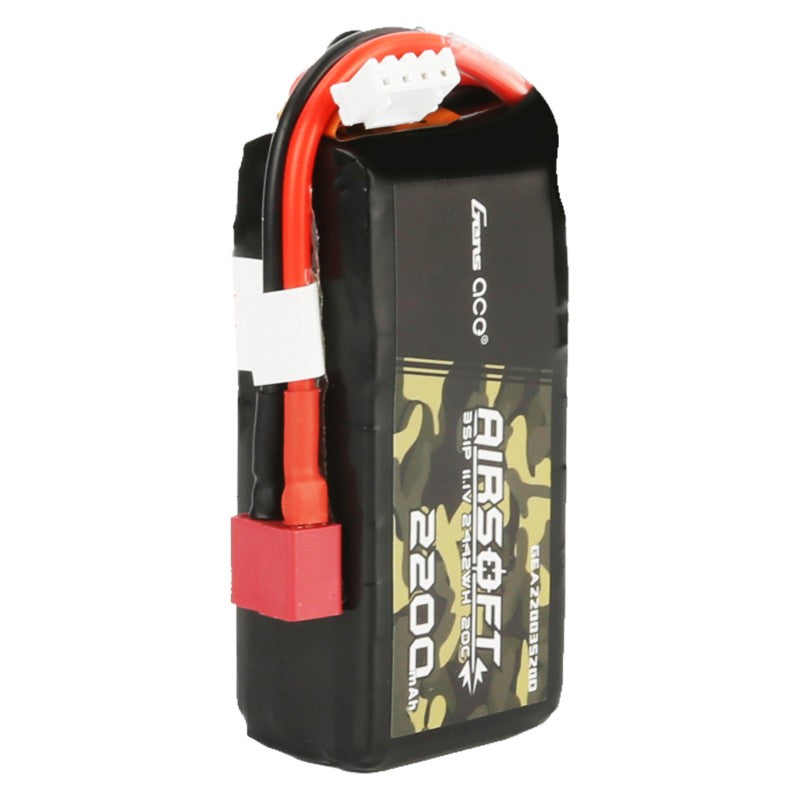 Gens Ace 20C 2200mAh 3S1P 11.1V Airsoft Gun Lipo Akku mit T-Stecker - LiPo24.de