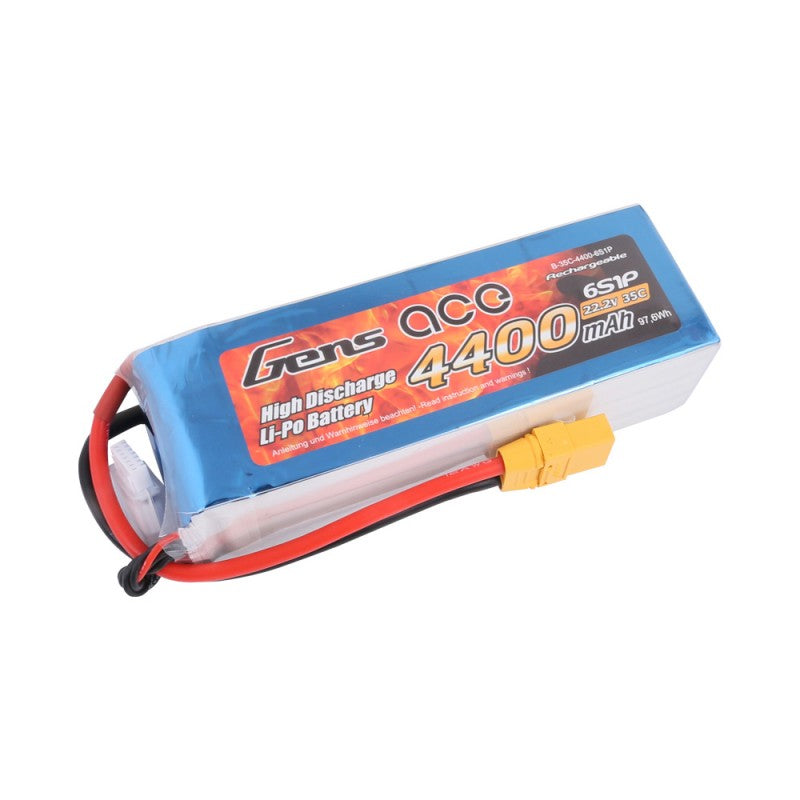 Gens Ace 4400mAh 22,2V 35C 6S1P Lipo Akkupack mit XT90 Stecker - LiPo24.de