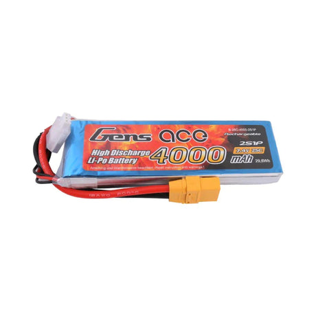 Gens Ace 4000mAh 7,4V 25C 2S1P Lipo Akkupack mit XT90 Stecker - LiPo24.de