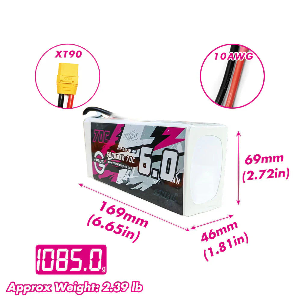 CNHL G+Plus 7S 6000mAh 25,9V 7S 70C Lipo Akku mit XT90-Stecker