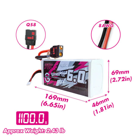 CNHL G+Plus 7S 6000mAh 25,9V 7S 70C Lipo Akku mit QS8-Stecker