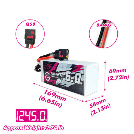 CNHL G+Plus 8S LiPo Akku 6000mAh 29,6V 70C Lipo Akku mit QS8-Stecker