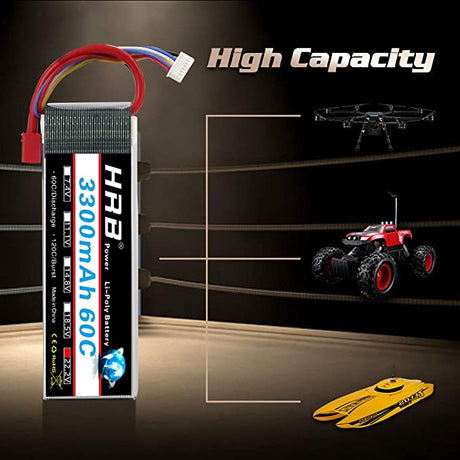 HRB 6S 3300mAh 22.2V 60C Deans T LiPo Akku - LiPo24.de