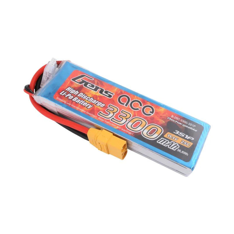 Gens Ace 3300mAh 11.1V 25C 3S1P Lipo Akkupack mit XT90 Stecker - LiPo24.de