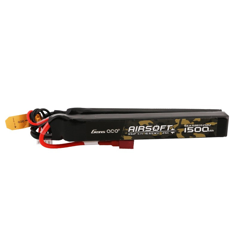 Gens Ace 25C 1500mAh 3S1P 11.1V Nunchuck 2X Airsoft Gun Lipo Batterie mit T-Stecker - LiPo24.de