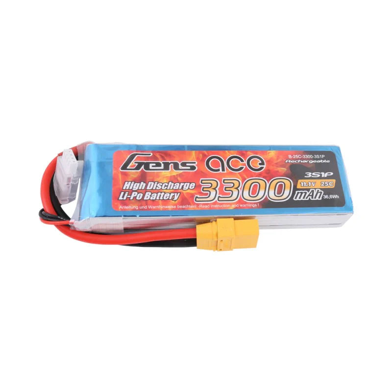 Gens Ace 3300mAh 11.1V 25C 3S1P Lipo Akkupack mit XT90 Stecker - LiPo24.de