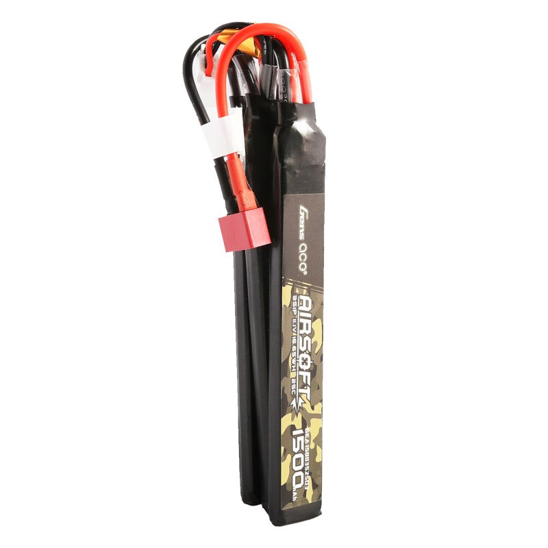 Gens Ace 25C 1500mAh 3S1P 11.1V Nunchuck 3X Airsoft Gun Lipo Batterie mit T-Stecker - LiPo24.de