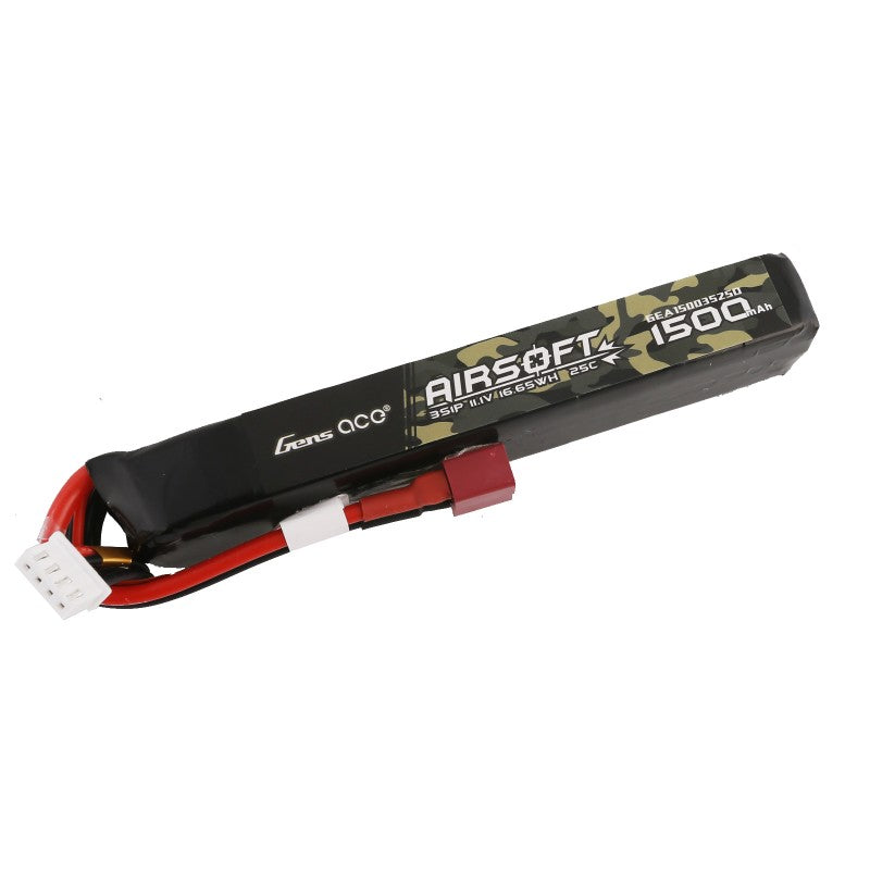 Gens Ace 25C 1500mAh 3S1P 11.1V Airsoft Gun Lipo Akku mit T-Stecker - LiPo24.de