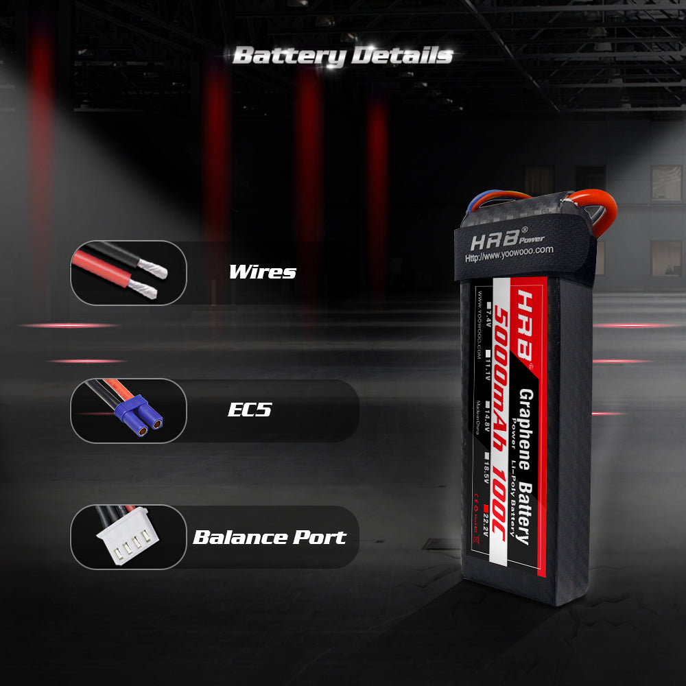 HRB 6S 5000mAh 22,2V 100C EC5 Graphene - LiPo24.de