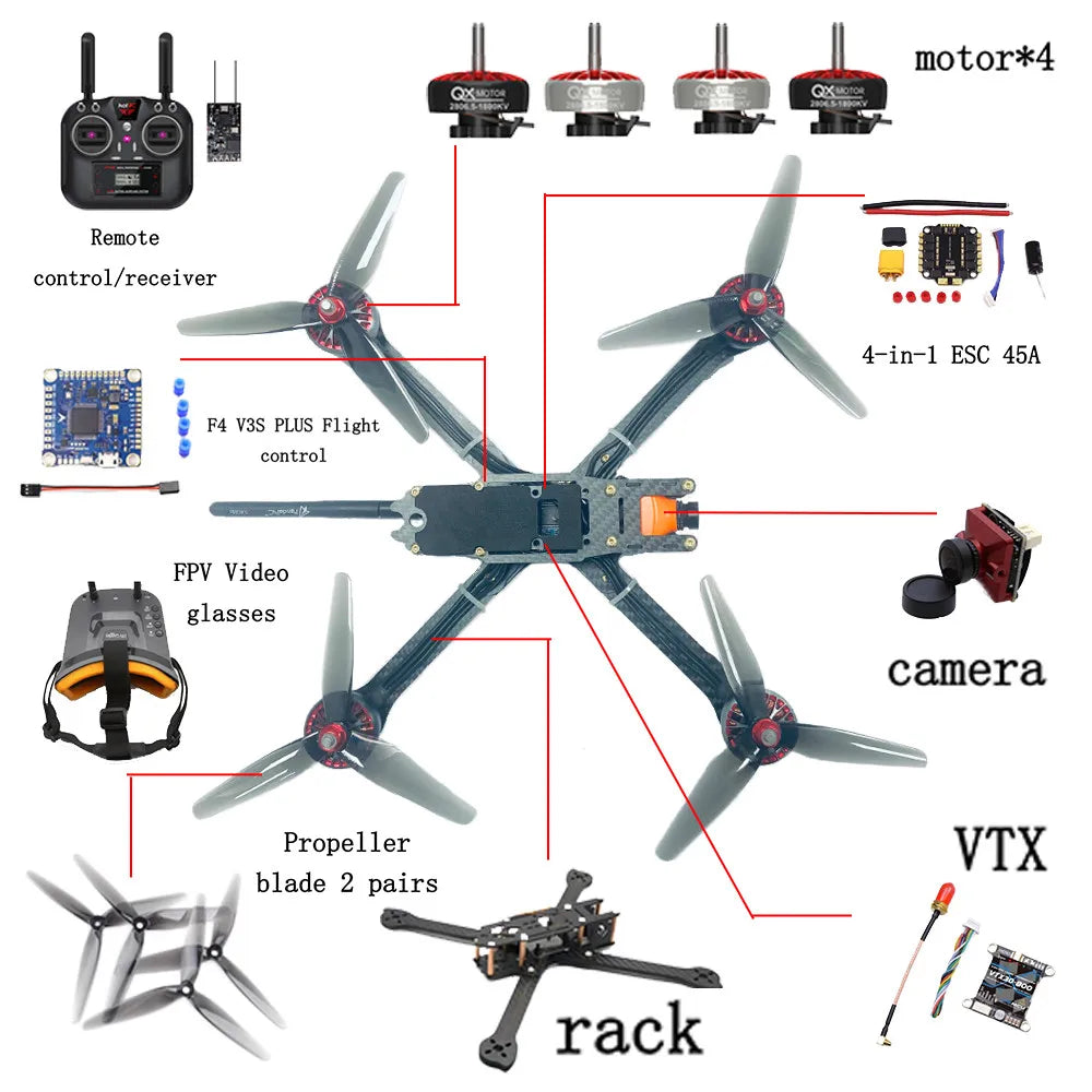 FPV Beginner DIY in 6"-9" Quadcopter 3K Carbon Drone Kit für FPV Racing