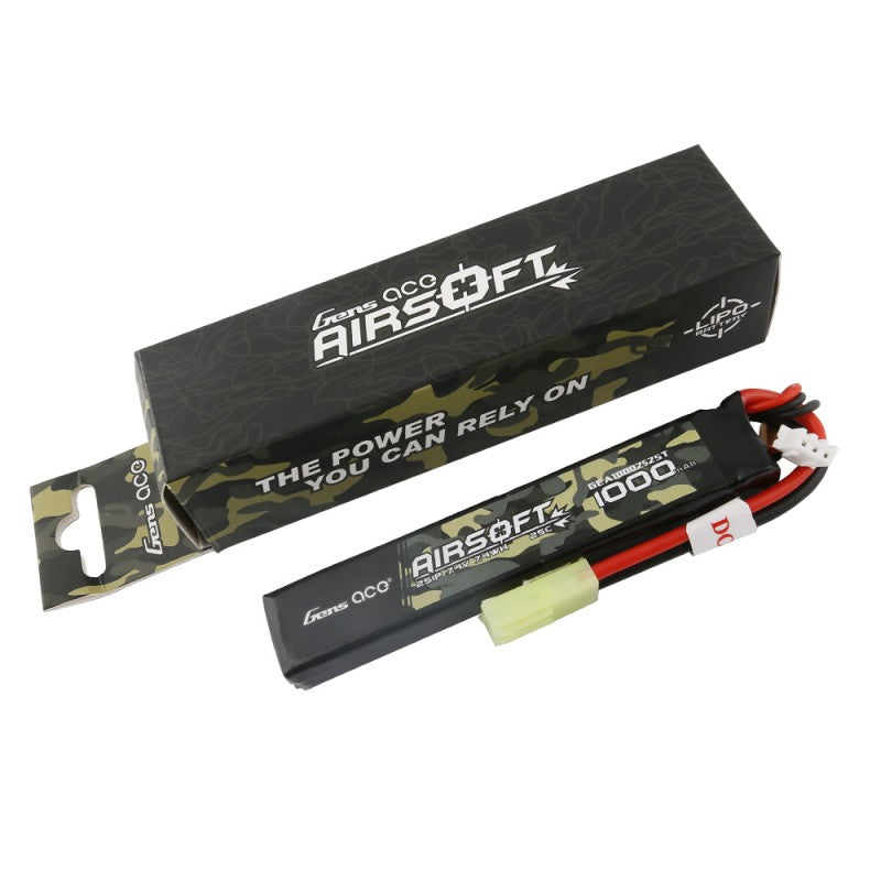 Gens Ace 25C 1000mAh 2S1P 7.4V Airsoft Gun Lipo Akku mit Mini Tamiya Stecker - LiPo24.de