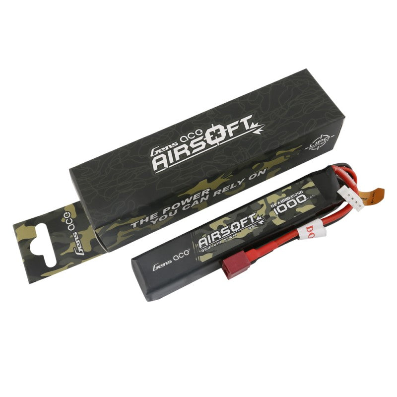 Gens Ace 25C 1000mAh 3S1P 11.1V Airsoft Gun Lipo Akku mit T-Stecker - LiPo24.de