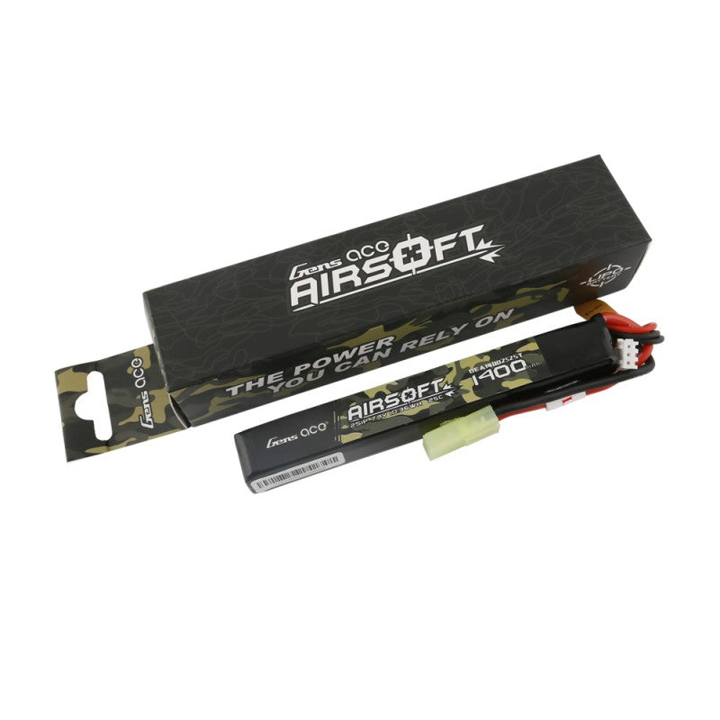 Gens Ace 25C 1400mAh 2S1P 7.4V Airsoft Gun Lipo Akku mit Mini Tamiya Stecker - LiPo24.de