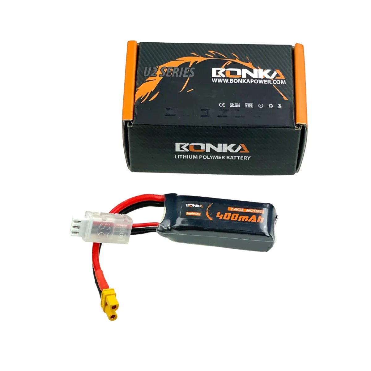 Bonka Lipo Akku 400mAh 7,4V 2S 50C XT30