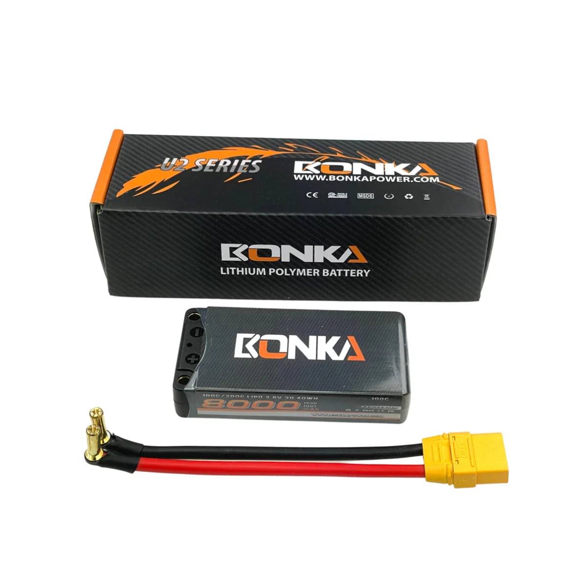 Bonka 1S 8000mAh 3,8V HV 100C Shorty Hardcase 5mm Bullet Lipo Akku