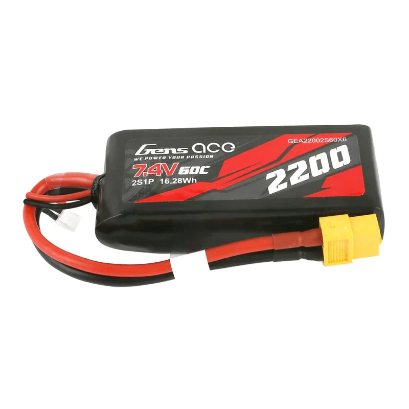 Gens Ace 2200mAh 7,4V 60C 2S1P Lipo Akku mit XT60 Stecker - LiPo24.de