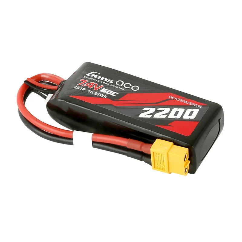 Gens Ace 2200mAh 7,4V 60C 2S1P Lipo Akku mit XT60 Stecker - LiPo24.de