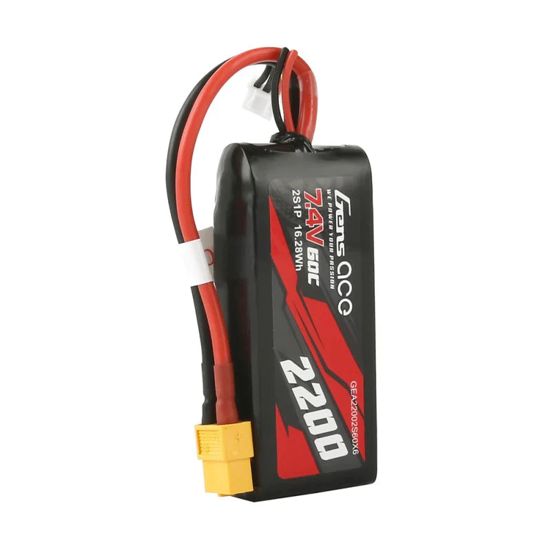 Gens Ace 2200mAh 7,4V 60C 2S1P Lipo Akku mit XT60 Stecker - LiPo24.de