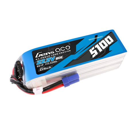 Gens ace G-Tech 5100 mAh 80 C 22,2 V 6S1P Lipo-Akku mit EC5-Stecker