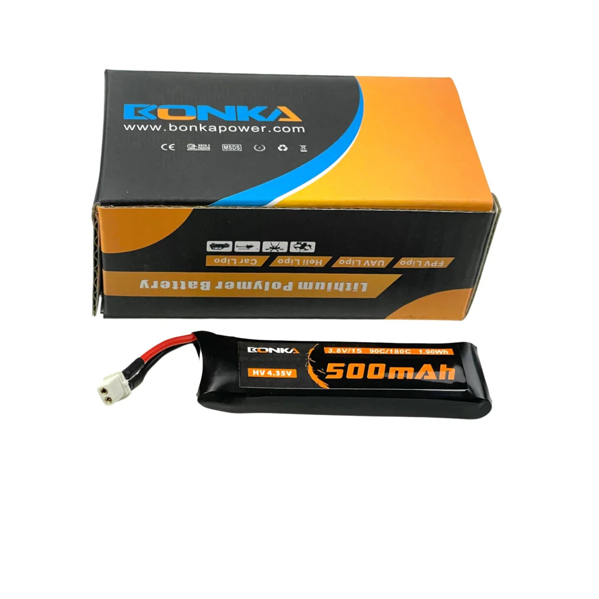 Bonka 1S 500mAh 3,8V HV 90C/180C FPV Parcour BT2.0 Lipo Akku