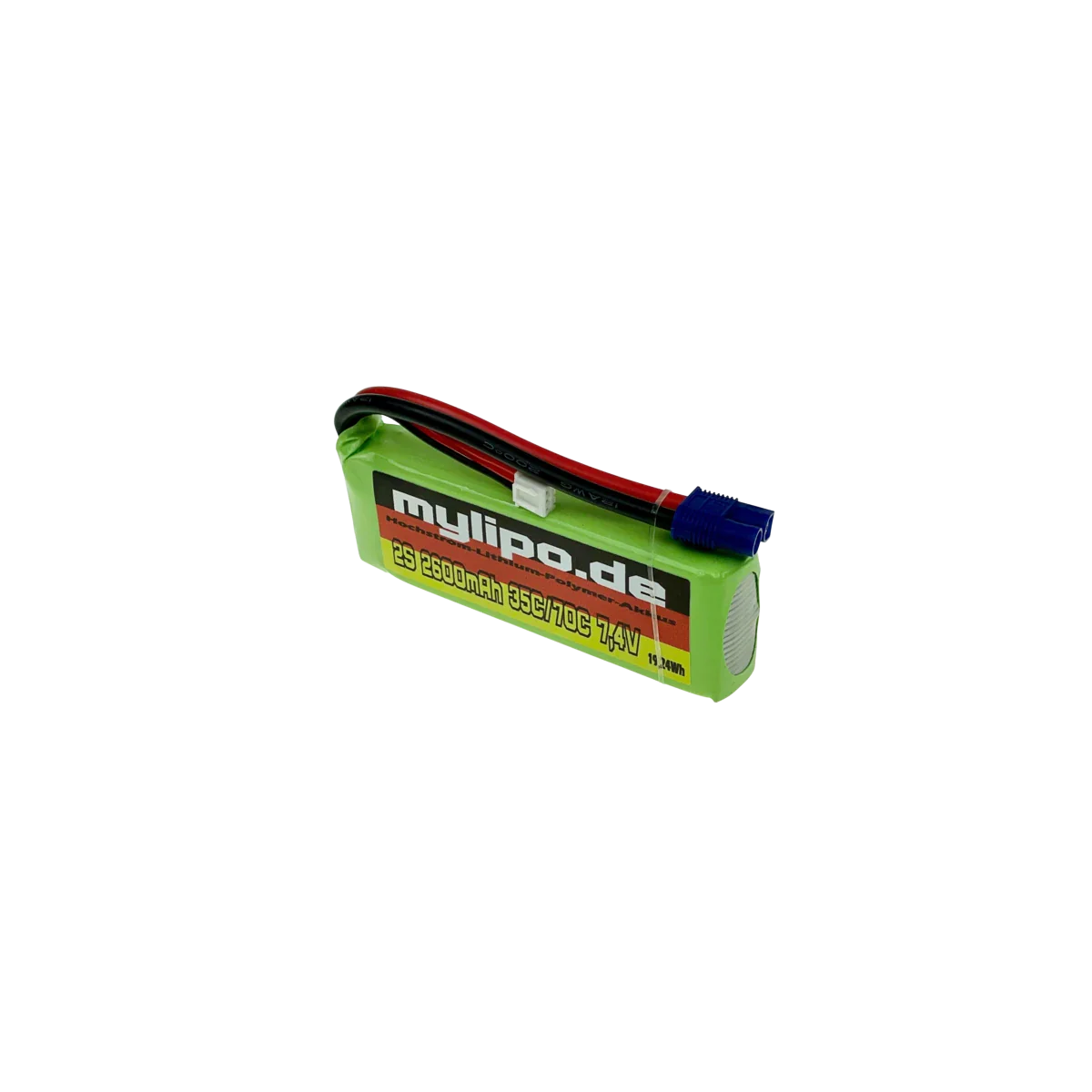 Mylipo Lipo Akku 2600mAh 7,4V 2S 35C/70C kompakt EC3 Stecker - LiPo24.de