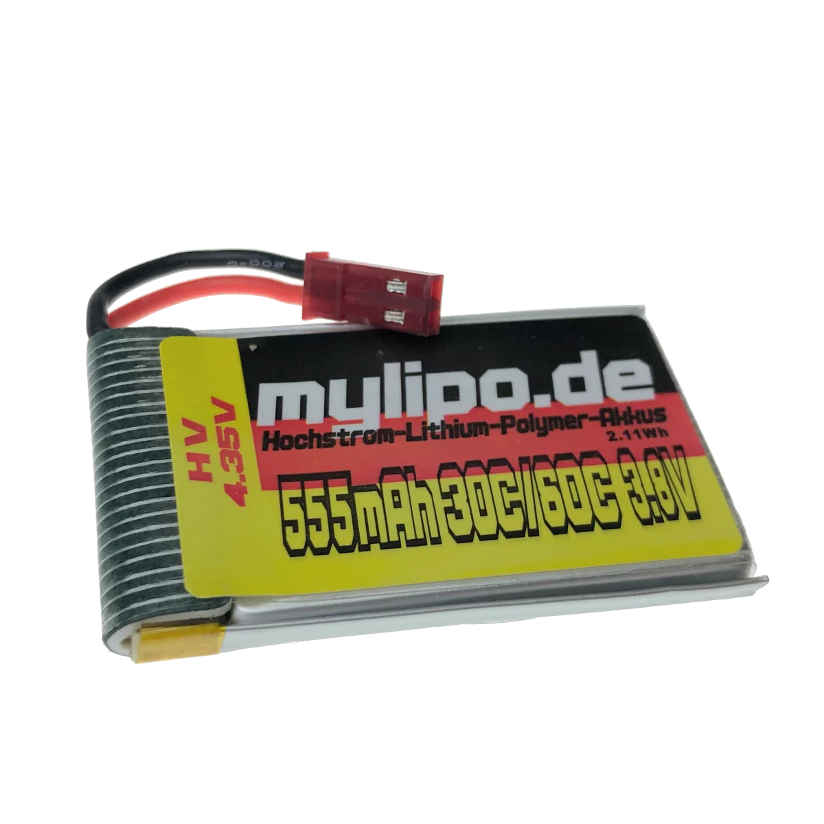 Mylipo Lipo Akku 555mAh 3,8V HV 30C/60C JST(rot) Stecker - LiPo24.de