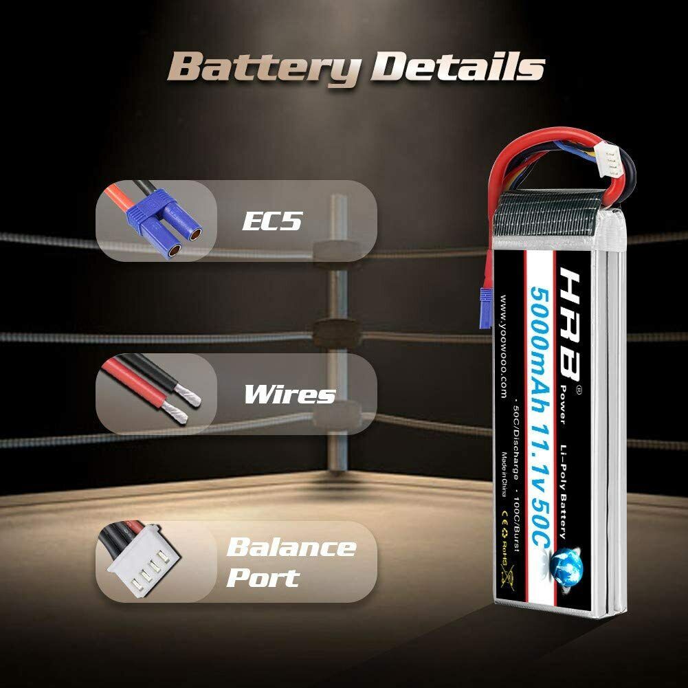 HRB 3S 5000mAh 11,1V 50C EC5 LiPo Akku - LiPo24.de