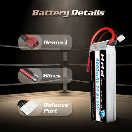 HRB 4S 6000mAh 14,8V 50C Deans T Stecker LiPo Akku - LiPo24.de