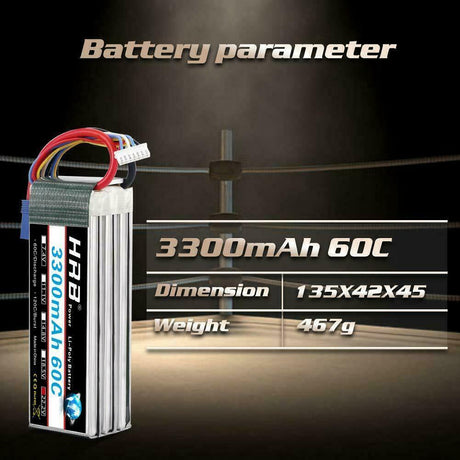 HRB 6S 3300mAh 22.2V 60C EC5 Lipo Akku - LiPo24.de