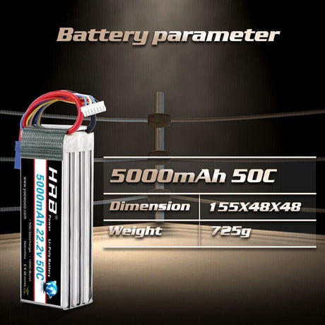 HRB 6S 5000mAh 22,2 V 50C EC5 LiPo Akku - LiPo24.de