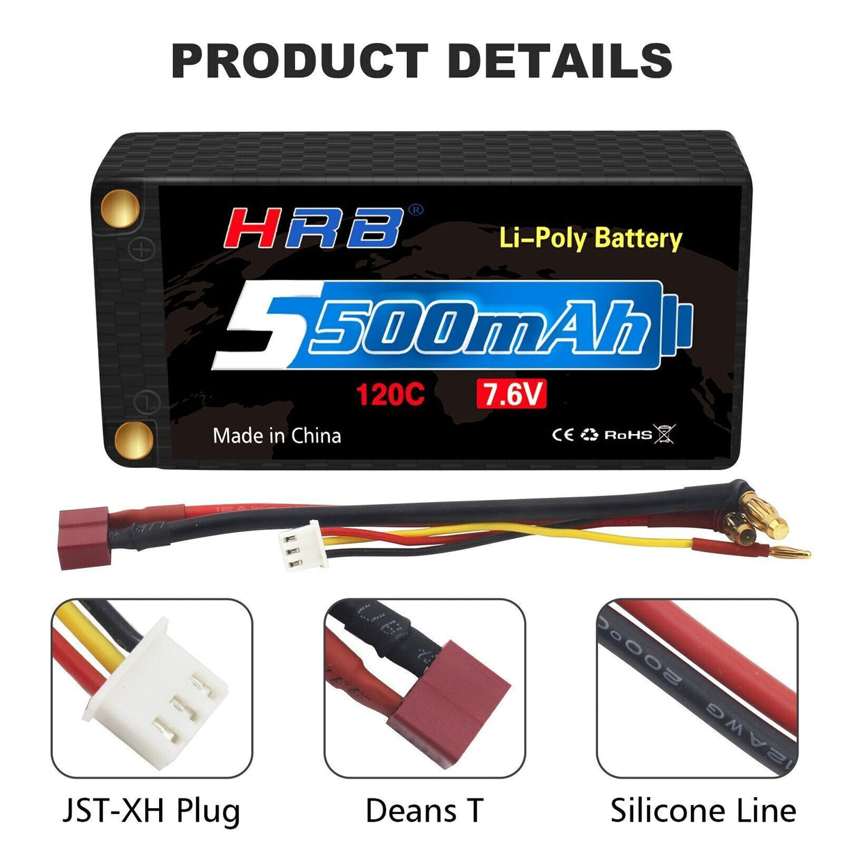 HRB 2S 5500mAh 7,6V 120C  DEAN Hardcase - LiPo24.de