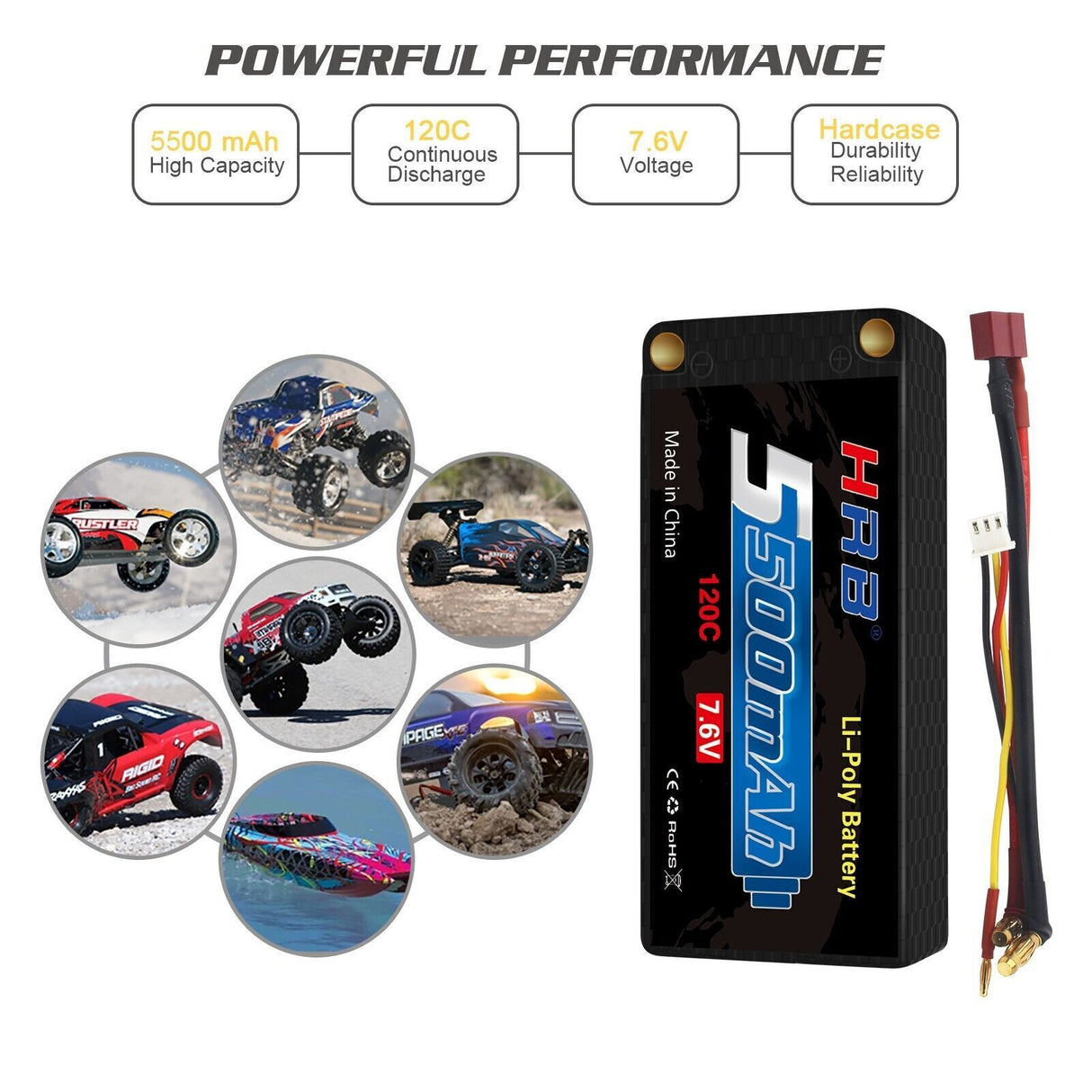 HRB 2S 5500mAh 7,6V 120C  DEAN Hardcase - LiPo24.de