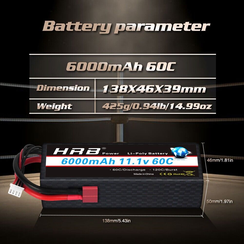 HRB 3S 6000mAh 11.1V 60C  Dean T Stecker Hardcase - LiPo24.de