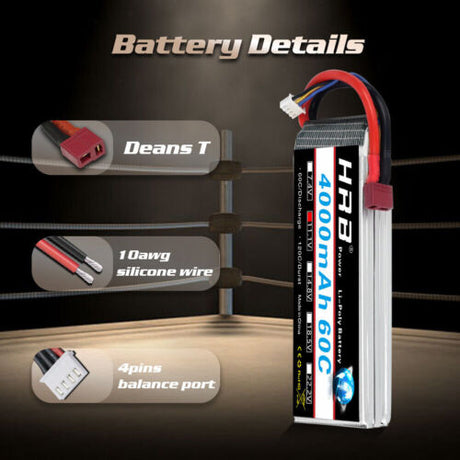 HRB 3S 4000mAh 11,1V 60C Deans T LiPo Akku - LiPo24.de