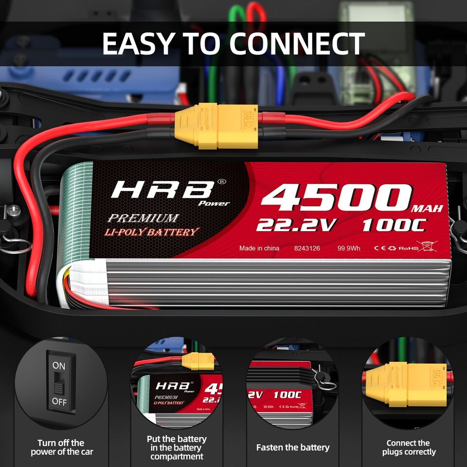 HRB Premium Line 6S 4500mAh 22.2V 100C XT90 LiPo Akku