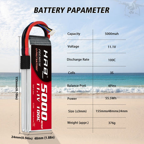 HRB Premium Line 3S 5000mAh 11.1V 100C TRX LiPo Akku