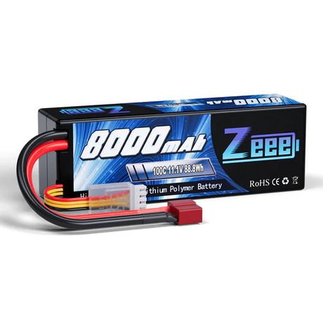 Zeee 3S Lipo Akku 8000mAh 11.1V 100C mit Deans T Plug Hard Case Akku - LiPo24.de