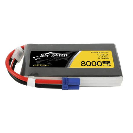 Tattu 8000mAh 11,1V 15C 3S1P Lipo Akkupack mit EC5 Stecker - LiPo24.de