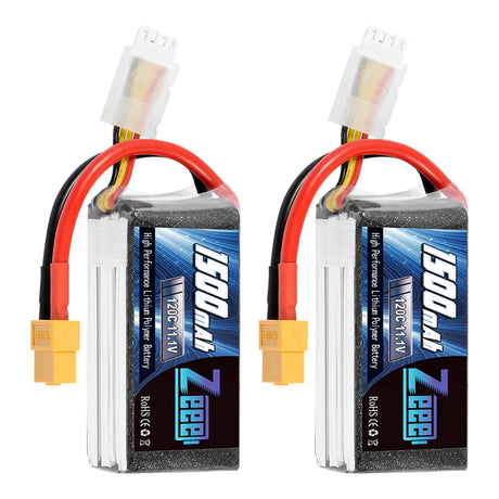 Zeee 3S Lipo Akku 1500mAh 11,1V 120C Graphen Akku mit XT60 Stecker für RC Car RC Modelle (2 Pack) - LiPo24.de