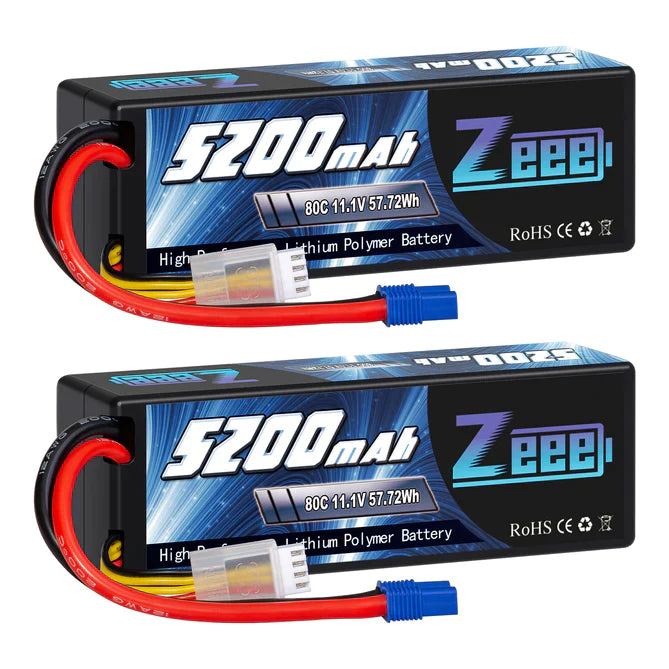 Zeee 3S Lipo Akku 5200mAh 11.1V 80C EC3 Hartcase (2er Pack) - LiPo24.de