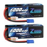 Zeee 3S Lipo Akku 6000 mAh 11,1 V 80 C Hartschalen Case mit EC5-Anschluss für RC-Autos im Maßstab 1/8 1/10 (2 Stück) - LiPo24.de