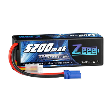 Zeee 3S Lipo Akku 5200 mAh 11,1 V 80 C mit EC5-Anschluss Hartschalenkoffer für RC-Car-Rennmodelle - LiPo24.de