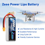 Zeee 4S Lipo Akku 2200mAh 14,8V 120C mit XT60 Stecker RC Graphen Akku für RC Modelle Flugzeug RC Auto (2 Stück) - LiPo24.de