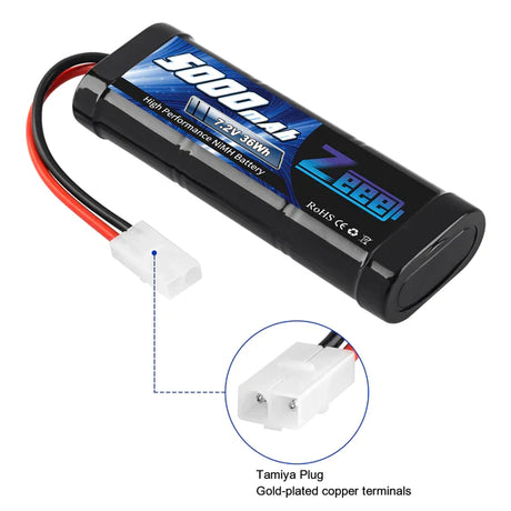 Zeee 7.2 V 5000 mAh NiMH-Akku mit Tamiya-Stecker 6-Zellen-Akkupack für RC-Car-RC-Modelle (2er-Pack) - LiPo24.de